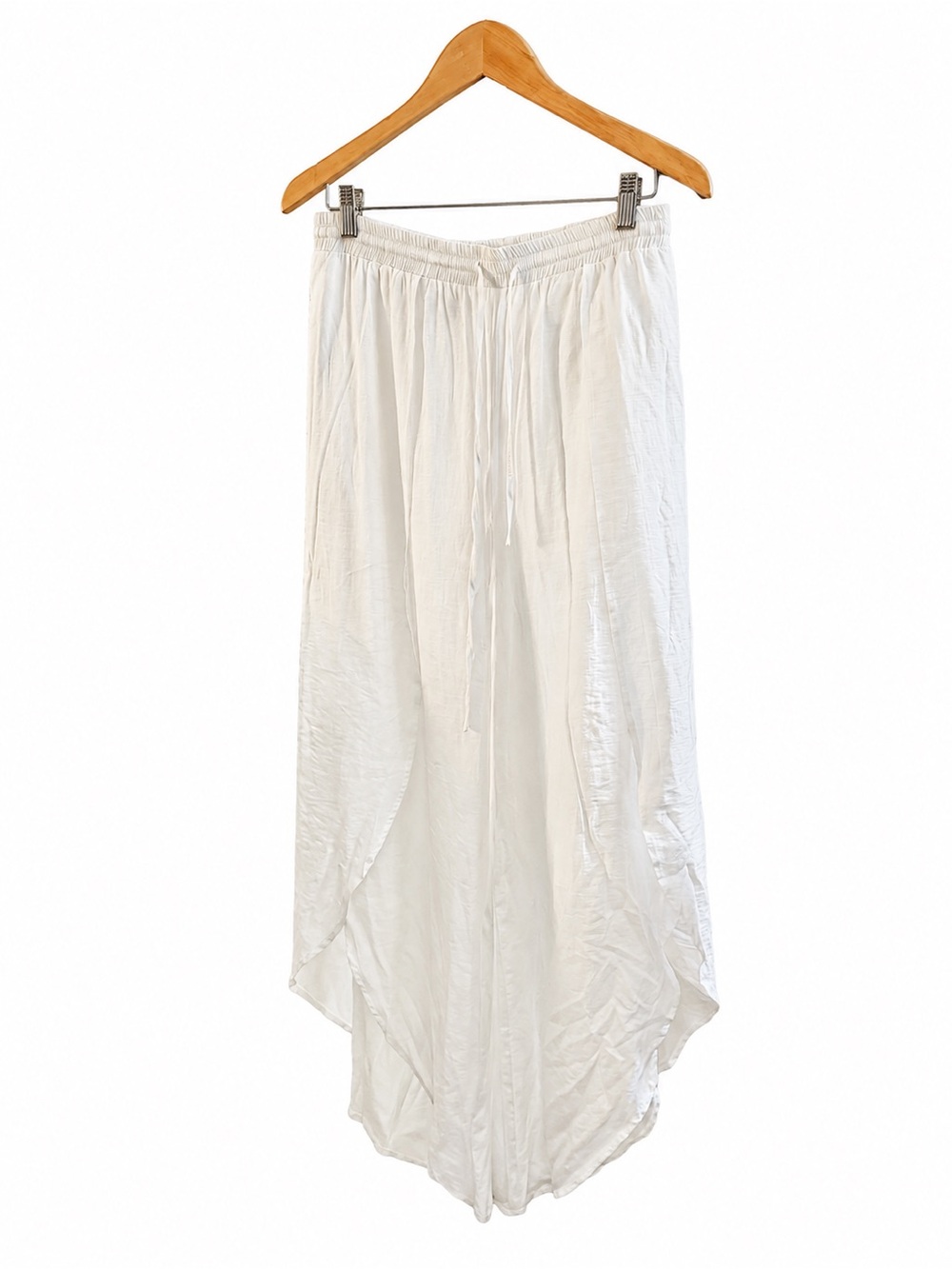 HOMMAGE White Wide Leg Drawstring Pants Size Medium - Picture 3 of 4